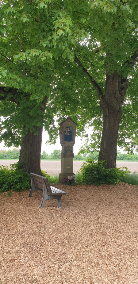 Bildstock mit Marienstatue in Feldkirchen am Bachweiher